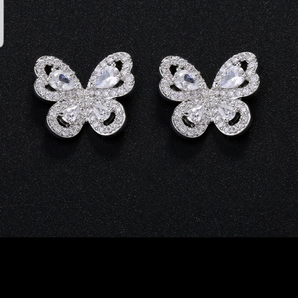 sterling silver sparkly butterfly earrings